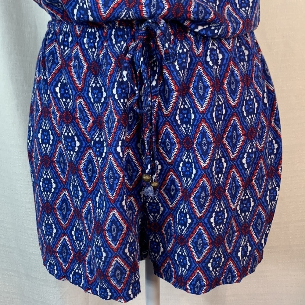 Aeropostale Blue Patterned Ruffled Sleeveless Romper - Picture 5 of 13
